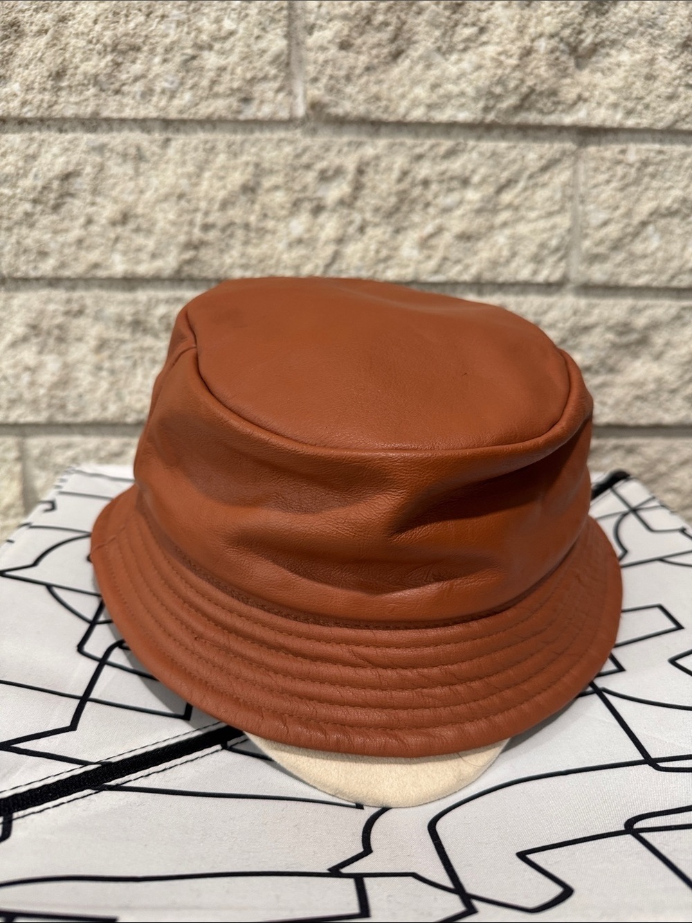 Tan Leather Bucket Hat